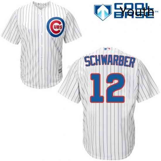 Youth Majestic Chicago Cubs 12 Kyle Schwarber Replica White Home Cool Base MLB Jersey